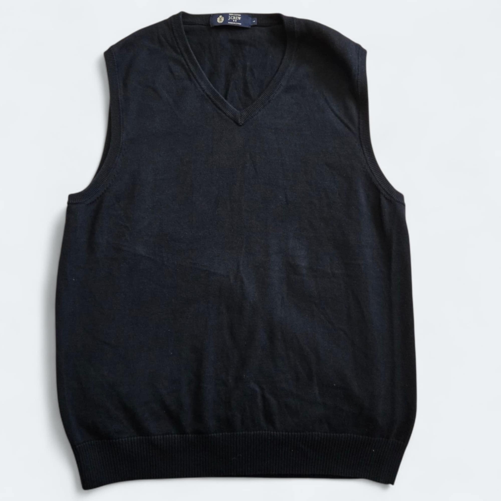 J. Crew Black V-Neck Sweater Vest Essential Knit Size LARGE - Picture 4 of 6